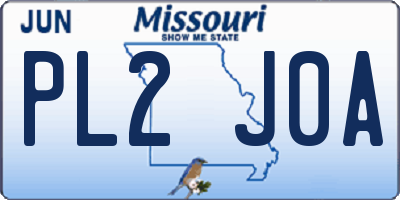 MO license plate PL2J0A