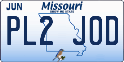 MO license plate PL2J0D