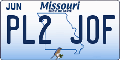MO license plate PL2J0F