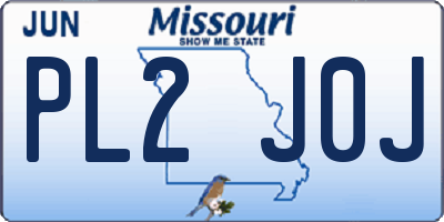 MO license plate PL2J0J