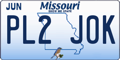MO license plate PL2J0K