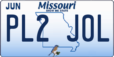 MO license plate PL2J0L
