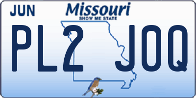 MO license plate PL2J0Q