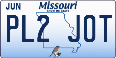 MO license plate PL2J0T