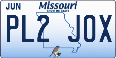 MO license plate PL2J0X