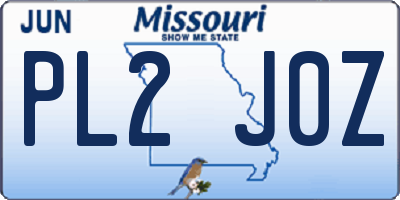 MO license plate PL2J0Z