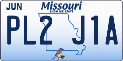 MO license plate PL2J1A