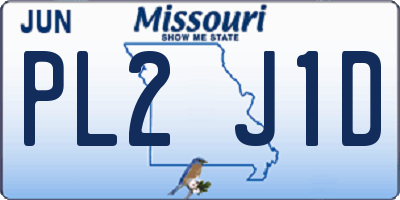 MO license plate PL2J1D