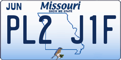 MO license plate PL2J1F