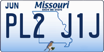 MO license plate PL2J1J