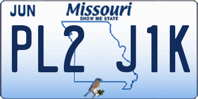 MO license plate PL2J1K