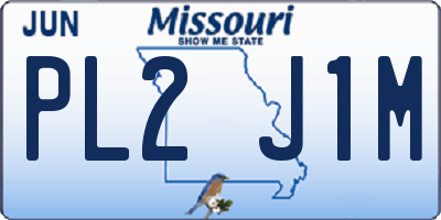 MO license plate PL2J1M
