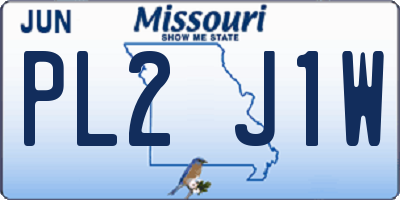 MO license plate PL2J1W