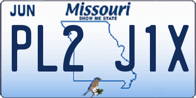 MO license plate PL2J1X