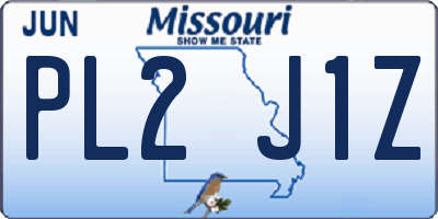 MO license plate PL2J1Z