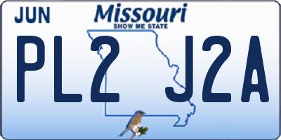MO license plate PL2J2A