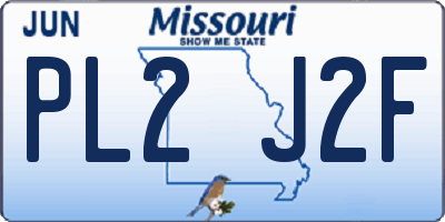 MO license plate PL2J2F