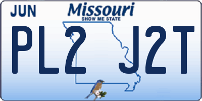 MO license plate PL2J2T