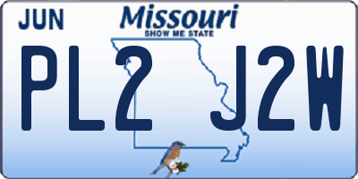 MO license plate PL2J2W