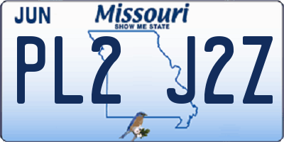 MO license plate PL2J2Z