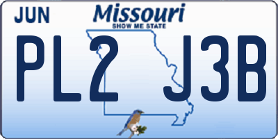 MO license plate PL2J3B