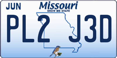 MO license plate PL2J3D