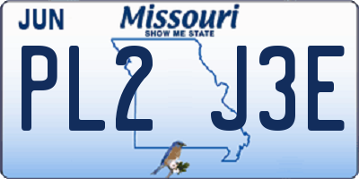 MO license plate PL2J3E