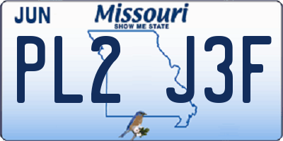 MO license plate PL2J3F