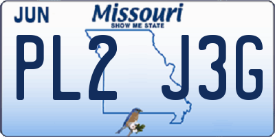 MO license plate PL2J3G