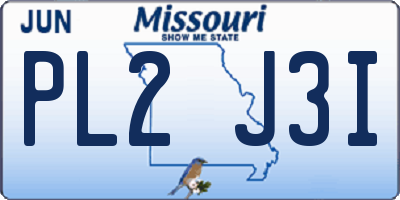 MO license plate PL2J3I