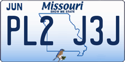 MO license plate PL2J3J