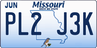 MO license plate PL2J3K