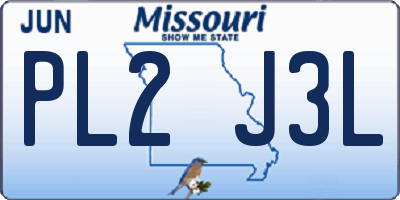 MO license plate PL2J3L
