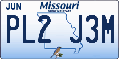 MO license plate PL2J3M