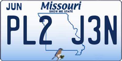 MO license plate PL2J3N