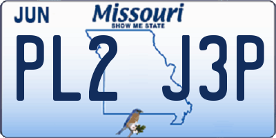 MO license plate PL2J3P