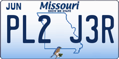 MO license plate PL2J3R