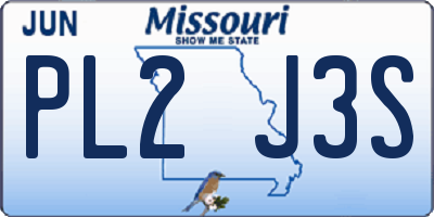 MO license plate PL2J3S