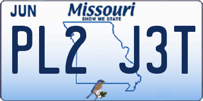 MO license plate PL2J3T