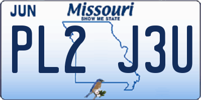 MO license plate PL2J3U