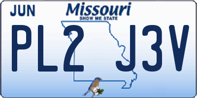 MO license plate PL2J3V