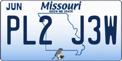 MO license plate PL2J3W