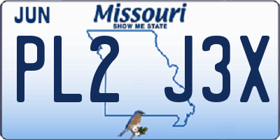 MO license plate PL2J3X