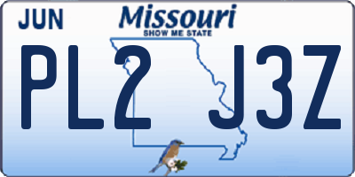 MO license plate PL2J3Z