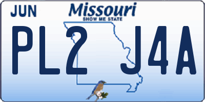 MO license plate PL2J4A