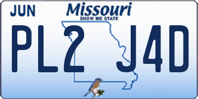 MO license plate PL2J4D