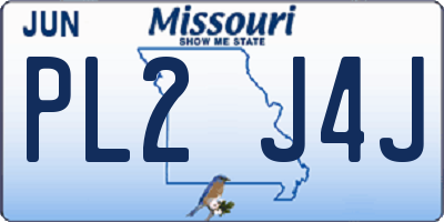 MO license plate PL2J4J