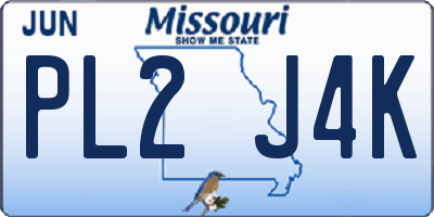 MO license plate PL2J4K