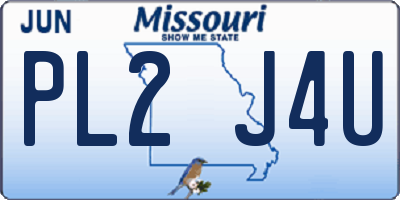 MO license plate PL2J4U