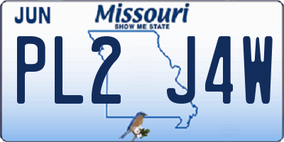 MO license plate PL2J4W
